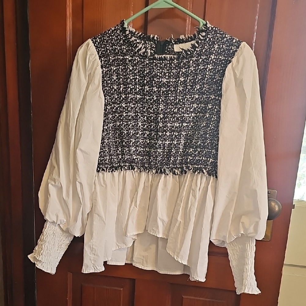 Chic Black and White Women's Blouse